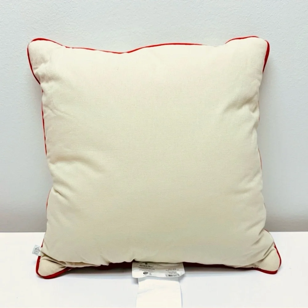 New Tree Icon Toss Square Pillow Cream/ Red Edge - Hearth & Hand with Magnolia